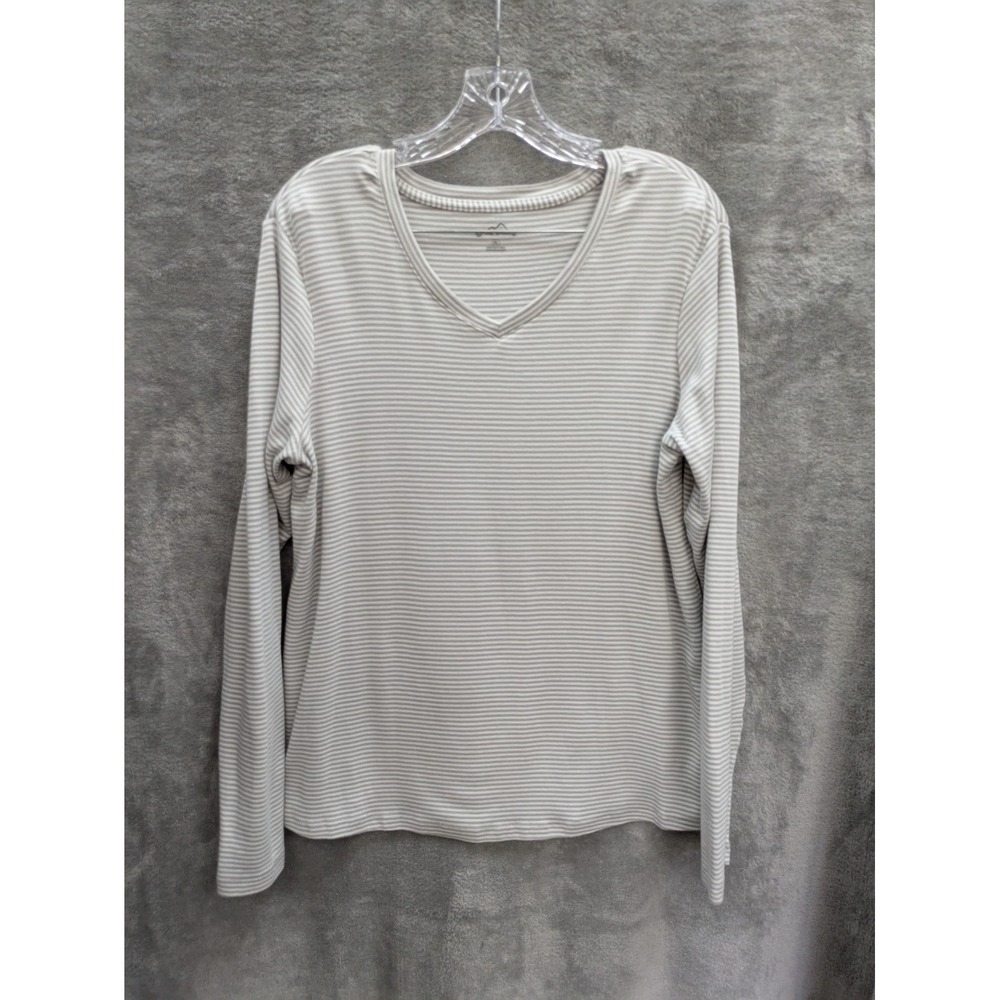 Eddie Bauer Tshirt Womens‎ XL Striped Long Sleeve Lightweight Stretch
